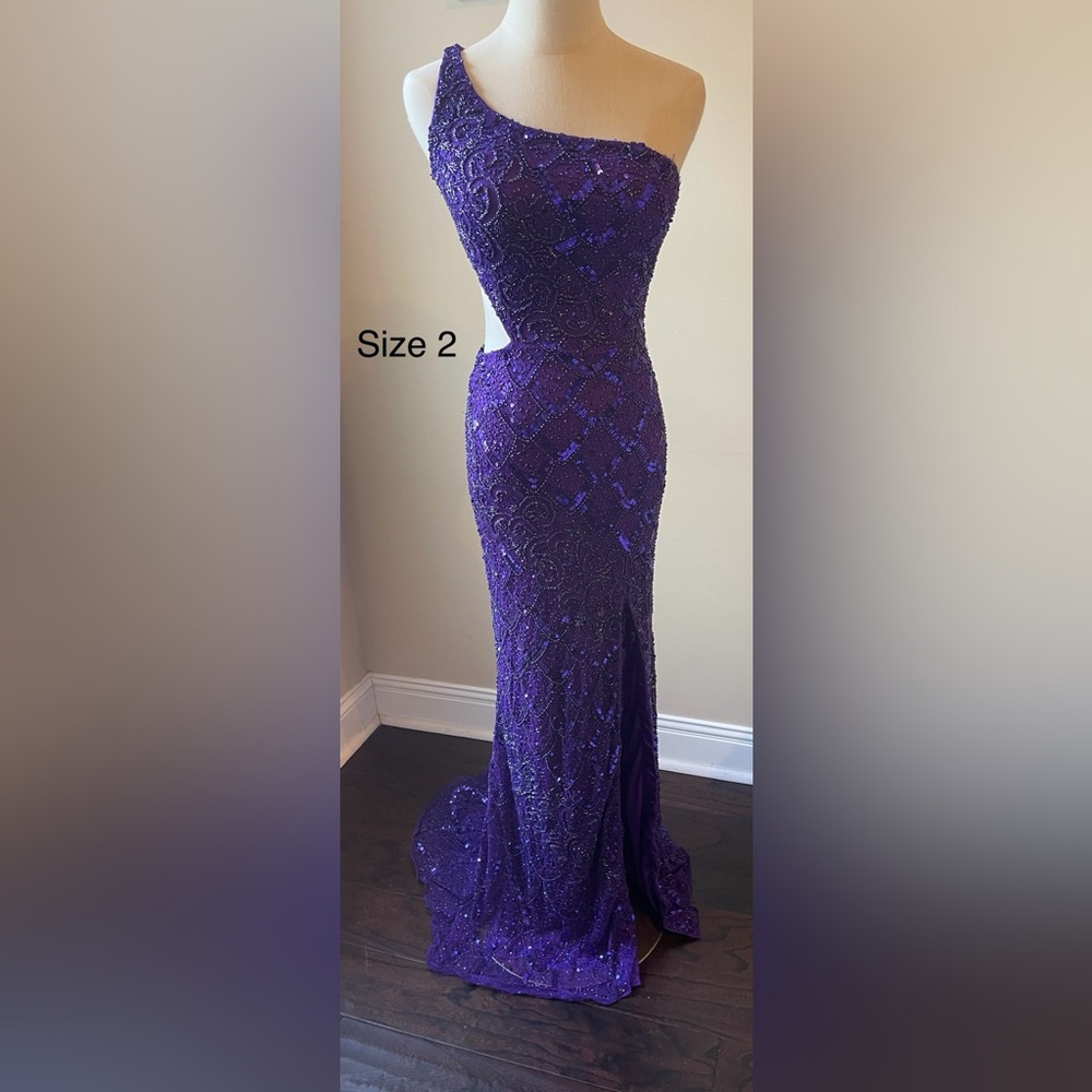 036 Primavera Elegant Purple One-Shoulder Dress